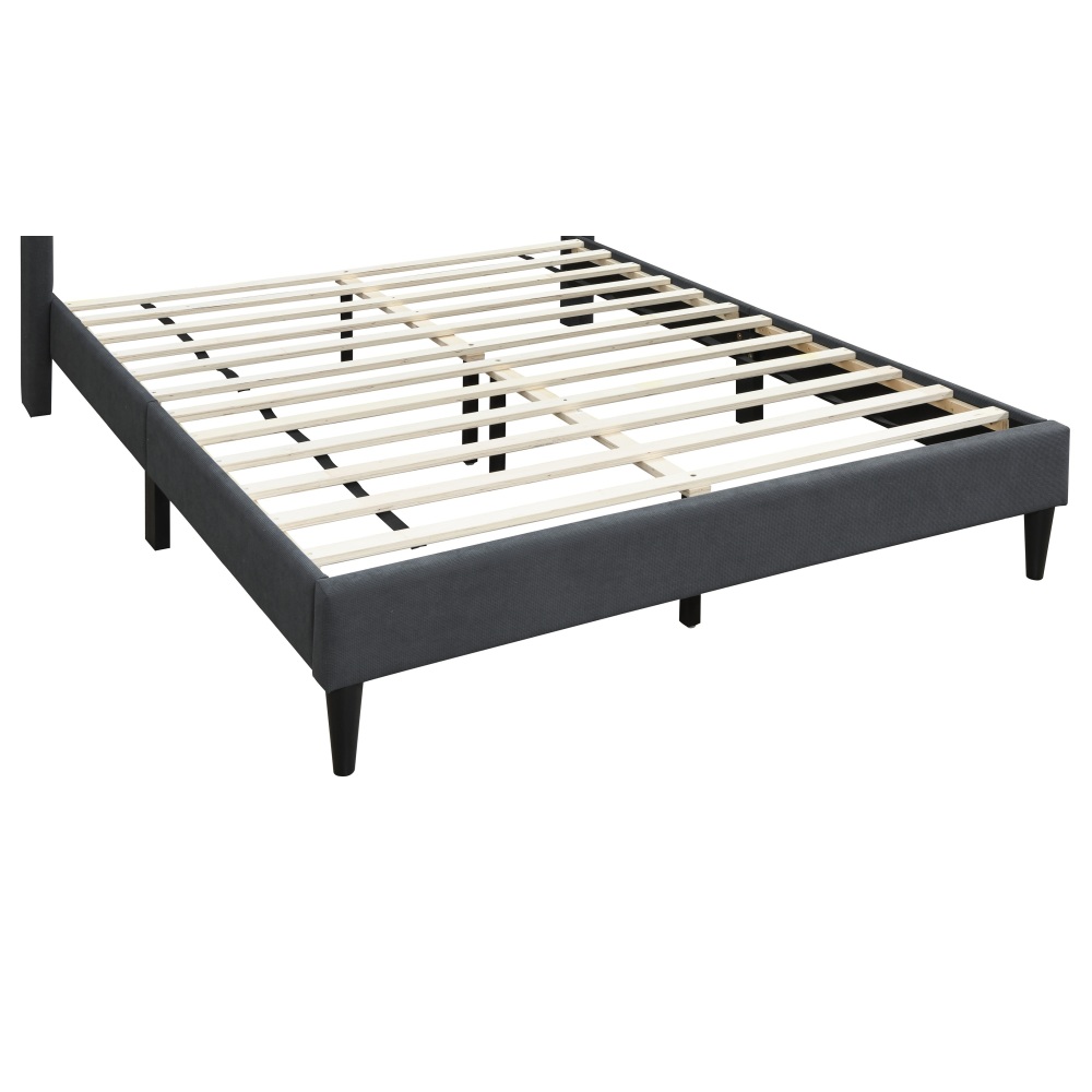 Tcbosik Queen Size Bed Frame with Upholstered Wingback Headboard, Platform Bed for Bedroom, Heavy Duty Wooden Slats Support, Easy Assembly, Charcoal