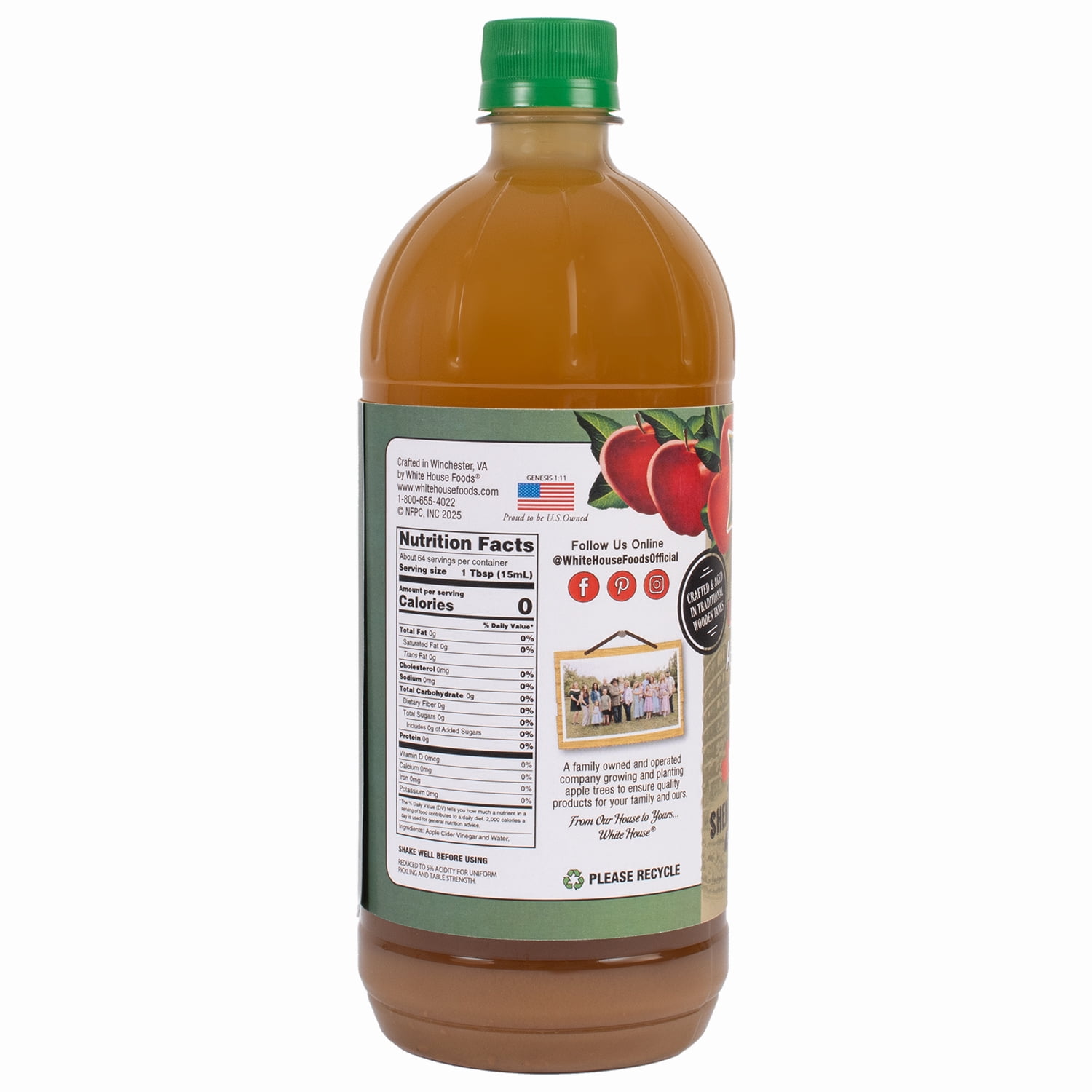 White House All Natural RAW Unfiltered Apple Cider Vinegar, 32 fl oz