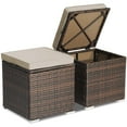 thumbnail image 4 of Costway 2PCS Patio Rattan Ottomans Seat Side Table Storage Box Footstool W/Cushion Beige, 4 of 10