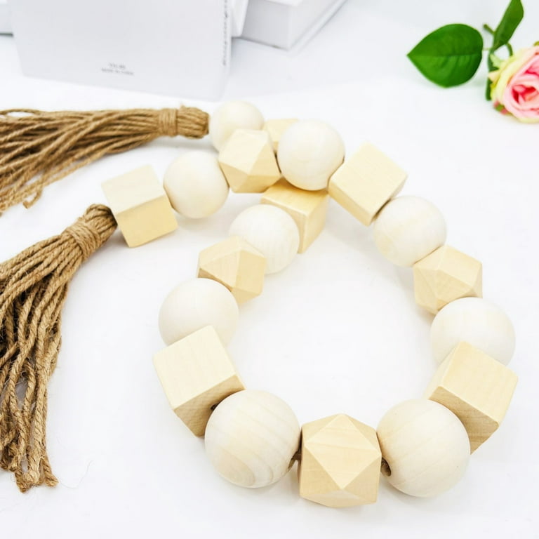 Large Wood Bead Garland White with 1.6 Diameter Wooden Beads and