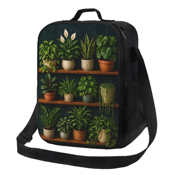 Potted Houseplant Lunch Bag Insulated Thermal Lunch Box with Shoulder Strap & Handle for Women and Men