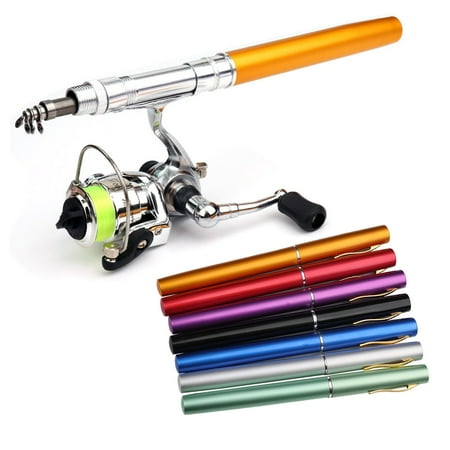 SPRING PARK 2Pcs/Set Mini Portable Pocket Fishing Rod Telescopic Fishing Pole Kit with Fishing Rod and Spinning Reel Combo Kit for Saltwater Freshwater