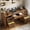 Walnut, variant on TOKSOM 55.1" Office Desk with 7 Drawers & Built-in Charging Station Nature Wood Color Study Desk with Gold Handles, File Drawers, Metal Slides