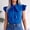 Blue, variant on Duojiaj Women's Summer Solid Color Ruffle Collar Bow Short Sleeve Shirt Women's T-Shirts