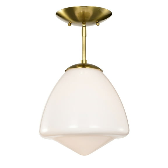 Zylo 11 in. 1-Light Indoor Brass Finish Semi-Flush Mount Ceiling Light