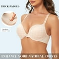 thumbnail image 3 of YANDW Women's Push Up Bra Racerback Front Closure Criss-Cross Padded T-Shirt Bras Underwire Plunge Add Cup, Beige 36A, 3 of 6