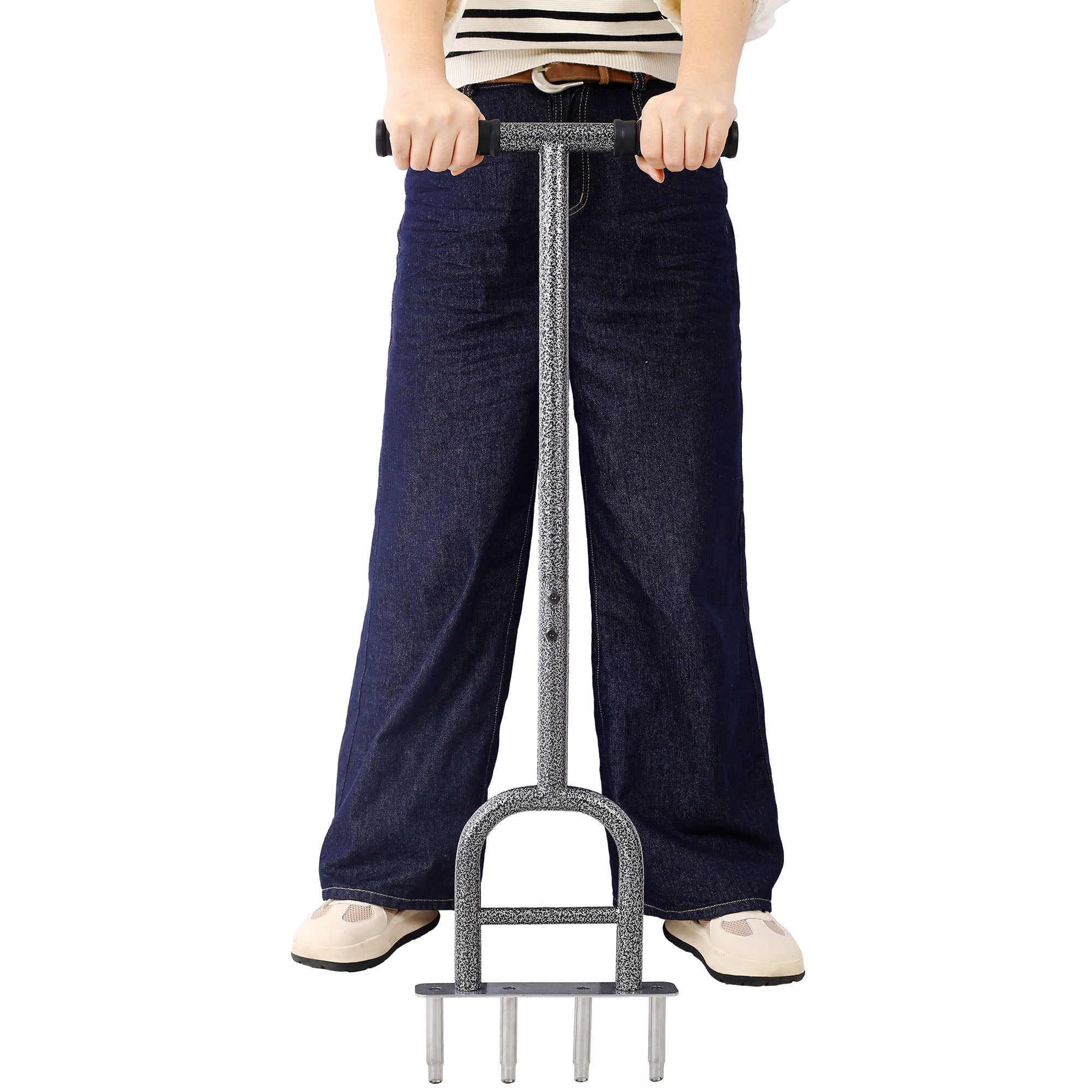 Steel Construction Gray 4 Corer Plug Lawn Aerator Tool Improving Lawn Health & Easy Soil Loosening
