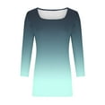thumbnail image 6 of Women's Tops 3/4 Length Sleeve Square Neck Gradient Color Casual Dressy Tunic Tops Summer Basic Shirts, 6 of 7
