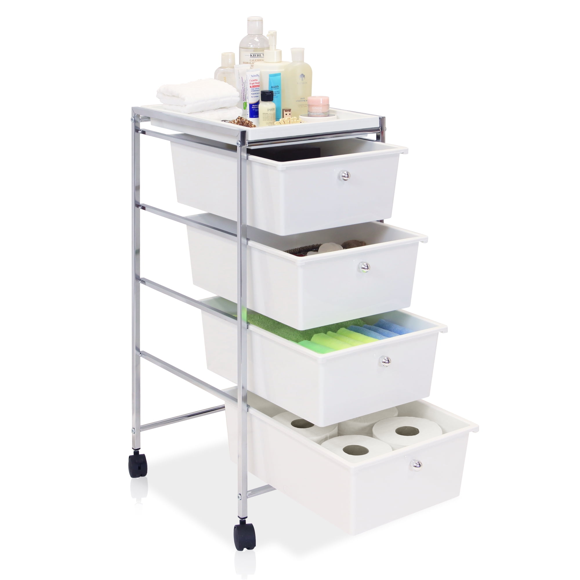 Furinno WS17304 Wayar 4Drawer Storage Trolley, White