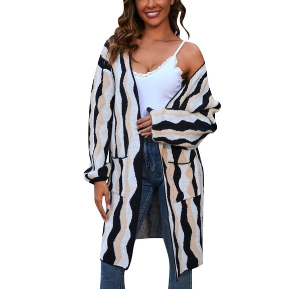 Vedolay Women's Cardigans Long Sleeve Open Front Draped Sweater Black,L