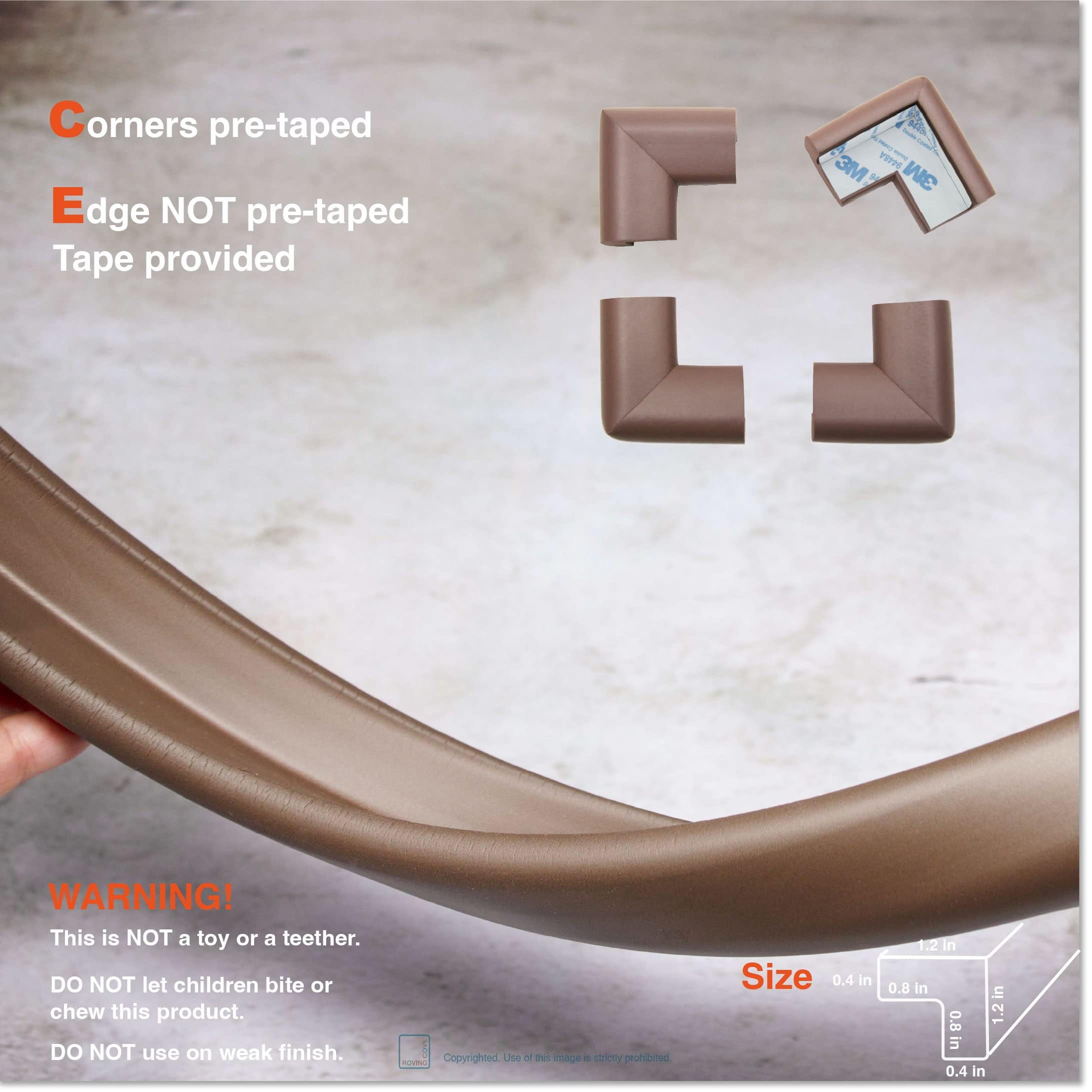 CATPAN HeftyFit Edge Corner Protector Baby Proofing (Large 15ft Edge 4 Corners), Heavy-Duty, Soft NBR Rubber Foam, Furniture Fireplace Safety Bumper Guard, 3M Adhesive, Oyster White (Oyster White)