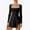 Black, variant on Dpytoraw Women's Square Neck Bustier Long Sleeve Slit Flare Mini Dress Women’s Work Office Appropriate Dresses