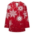 thumbnail image 4 of frariair ​Women's Retro Geometric Print Long Sleeve Shirt – Stretch Polyester Casual Tunic Top​ Red, 4 of 4