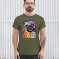 thumbnail image 3 of Tee Hunt Cute Pug Puppy T-Shirt Dean Russo Colorful Neon Mosaic Dog Men's Tee, Military Green, 3X-Large, 3 of 5