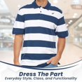 thumbnail image 5 of BAAZ Men's Striped Cotton Pique Polo, Navy-White, XX-Large, 5 of 6