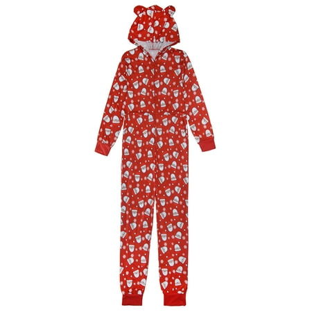 

Fanvereka Matching Family Christmas Parent-child Pajama set Santa Clause Long Sleeve Hooded Bodysuit Romper Nightwear for Kids Adults