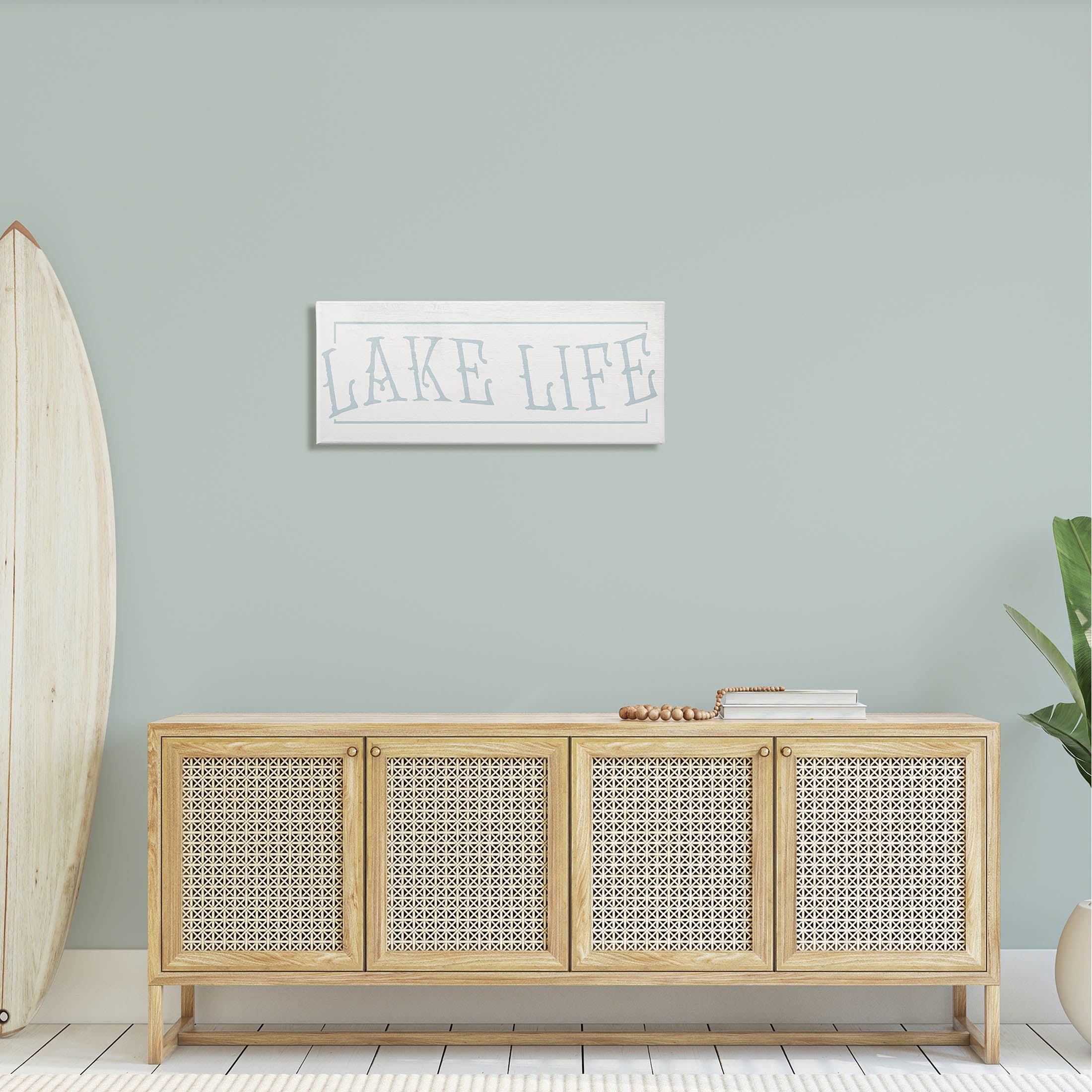 Lake Life Woodsy Cabin Sign Typography Graphic Art Gallery Wrapped Canvas Print Wall Art