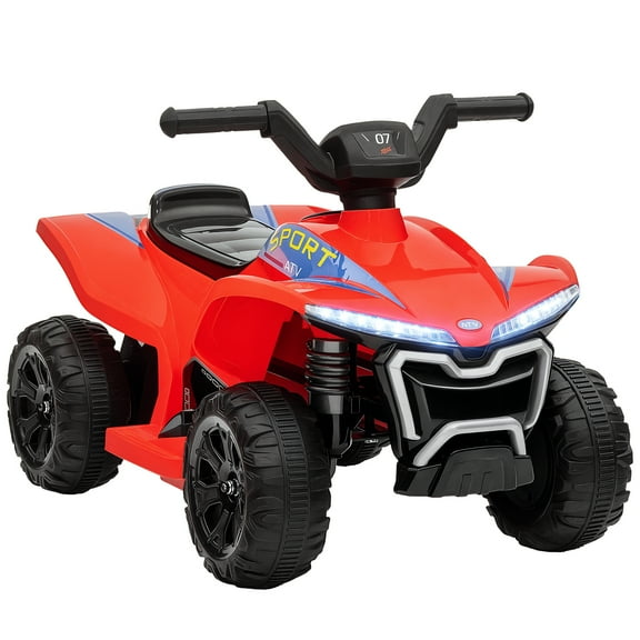 Qaba Kids ATV, 6V Battery Powered Electric Vehicle with Headlights, Red