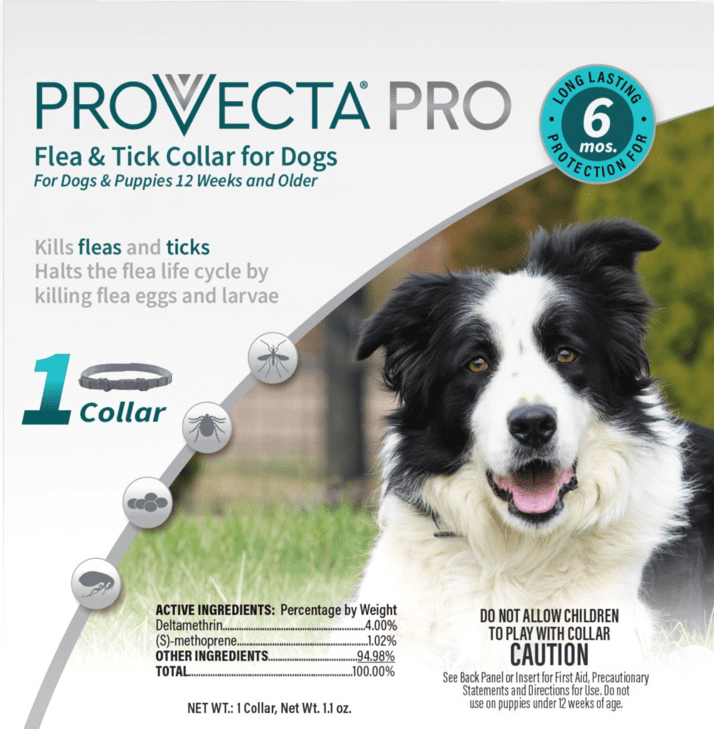 Provecta Pro Flea & Tick Collar for Dogs 12 Weeks & Older - 6-Month Protection