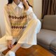 thumbnail image 5 of Chaleco de punto con cuello en V para mujer, chaleco holgado informal, chaleco de punto sin mangas a cuadros Retro para uso diario y de fiesta, primavera y otoño, 5 of 8