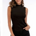 thumbnail image 4 of tarylea Womens Tops Half High Neck Sleeveless Knitted Tank Tops Solid Color Fitted Blouse Casual Comfy Stretch Dailywear Tops, 4 of 4