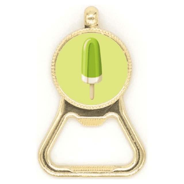 Green Mung Bean Popsicle Sweet Ice Beer Bottle Cap Opener Stainless Steel Key Chain