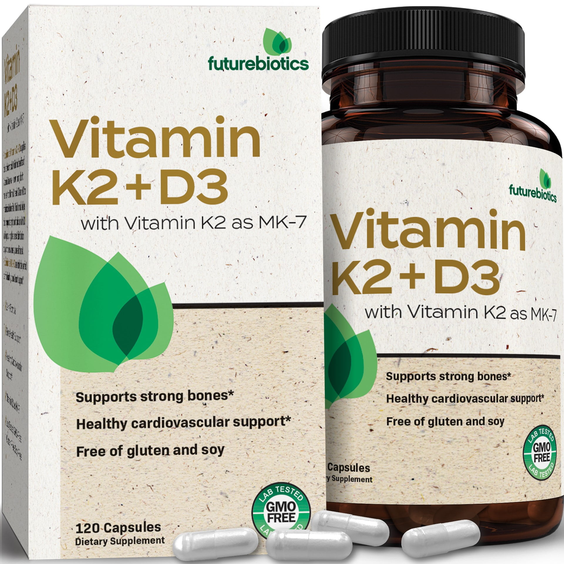 Futurebiotics Vitamin K2 (MK7) with D3 Supplement - Bone ...