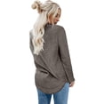 thumbnail image 2 of Women's Long Sleeve Tops Casual Crew Neck Tunic Blouse Loose Fit Solid Color TShirt with Curved Hem Gray L, 2 of 3