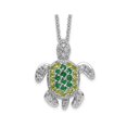 thumbnail image 1 of Synthetic Cubic Zirconia (CZ) Turtle Pendant Necklace in Sterling Silver with Chain, 1 of 4