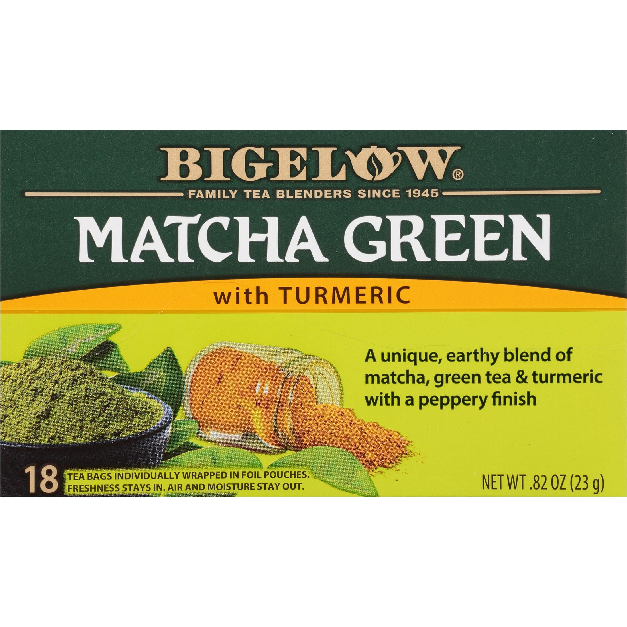 (6 pack) Bigelow Matcha Green Tea with Turmeric, Green Tea Bags, 18 Count