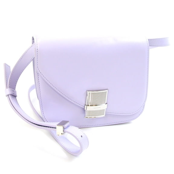 Pre-Owned Salvatore Ferragamo Ferragamo Fiamma Shoulder Bag 215971 Lavender Leather Crossbody...