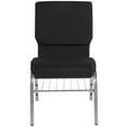 thumbnail image 3 of HERCULES Series 18.5''W Church Chair in Black Fabric with Book Rack - Silver Vein Frame, 3 of 9