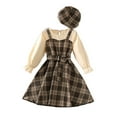 thumbnail image 2 of Tdoqot Little Girls Dresses- Crew Neck Fashion Princess Dress Long Sleeve Plaid Kids Spring Clothes Brown Size 7T, 2 of 6