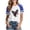 Freedom Blue, variant on Cmfcve Women's Summer Graphic Tees Round Neck Plunge-cut Short Sleeves Gym Blouse Vintage Solid Color Independence Day Tunics