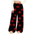 thumbnail image 3 of Women's Flannel Pajama Pants Elastic Waist Wide Leg Fuzzy Lounge Pants with Pockets Valentine's Day Winter Sleepwear Causal Sleep Pj Bottoms Pants, 3 of 8