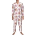 thumbnail image 3 of Salouo Fireworks Print Button-Front Long Sleeve Pajama Set for Men, Soft 2Pjs Men's Long Sleeve Sleepwear-X-Large, 3 of 7