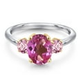 thumbnail image 3 of Gem Stone King 10K Two Tone Gold Pink Mystic Topaz and Pink Lab Grown Diamond Engagement Ring for Women | 2.70 Cttw | Oval 9X7MM | Gemstone November Birthstone | Size 8, 3 of 6