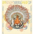 thumbnail image 3 of Tribal Duvet Cover Set, Savannah Tiger Portrait with Chef Feathers Bohemian Design Bohemian Pastel, Decorative 2 Piece Bedding Set with 1 Pillow Shams, Twin Size, Orange and Peach, by Ambesonne, 3 of 3