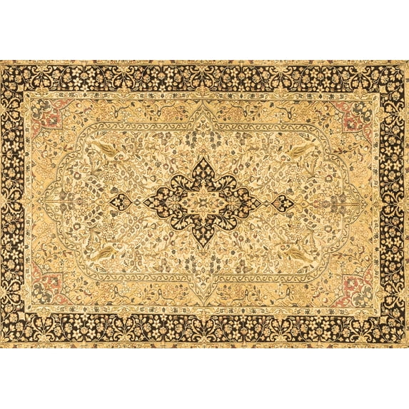 Ahgly Company Indoor Rectangle Medallion Brown Traditional Area Rugs, 6' x 9'