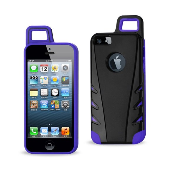 Protector Cover TPU+PC WITH HOOK iPHONE 5 BLACK PURPLE