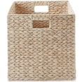 thumbnail image 4 of Casafield 13" x 13" Water Hyacinth Storage Baskets, Whitewash - Set of 2 Collapsible Cubes, Handwoven Organizer BIns for Bathroom, Bedroom, Laundry, 4 of 8