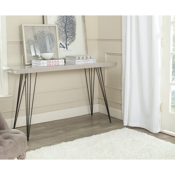 SAFAVIEH Wolcott Retro Mid-Century Lacquer Console Table Taupe / Black