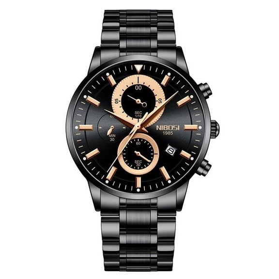 NIBOSI Fashion Stainless Steel Mens Watches Top Brand Luxury Business Luminous Chronograph Quartz Watch Relogio Masculino