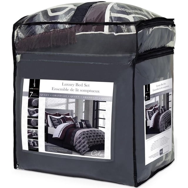 Safdie & Co. 7-piece Polyester Jacquard Cole King Comforter Set in Multi-Color