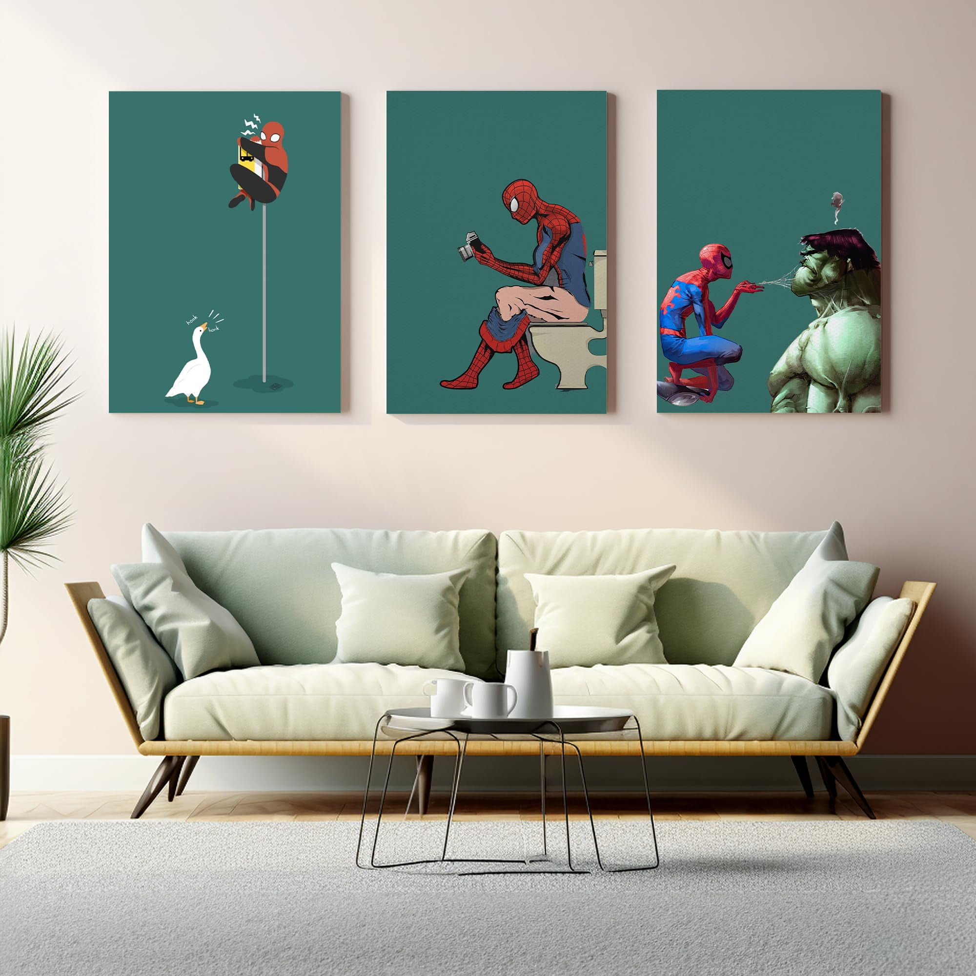 Funny Canvas Wall Art by DreamController Set of 3 - 16x24 inches Wall Decor | HD Printed & Wooden framed wall art | Modern Wall Decor for Bedroom, Living Room, Office, Kids Room | Made in USA