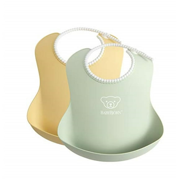 BabyBjorn Baby Bib, 2-Pack, Powder Yellow/Green