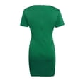 thumbnail image 4 of B91xZ Robes Printemps Été pour Femmes 2024 Col Rond Manches Courtes Robes d'Été Couleur Unie Décontractées Midi Amples, Vert S, 4 of 5