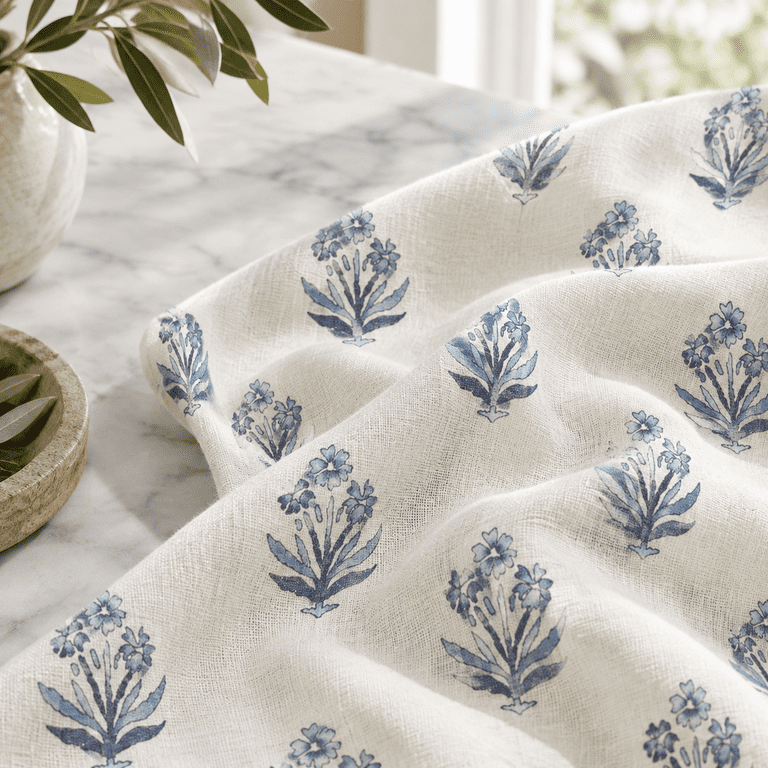 Blue And White Flcurtaboho Pattern Navy Block Print Mughal Design Sheer ...