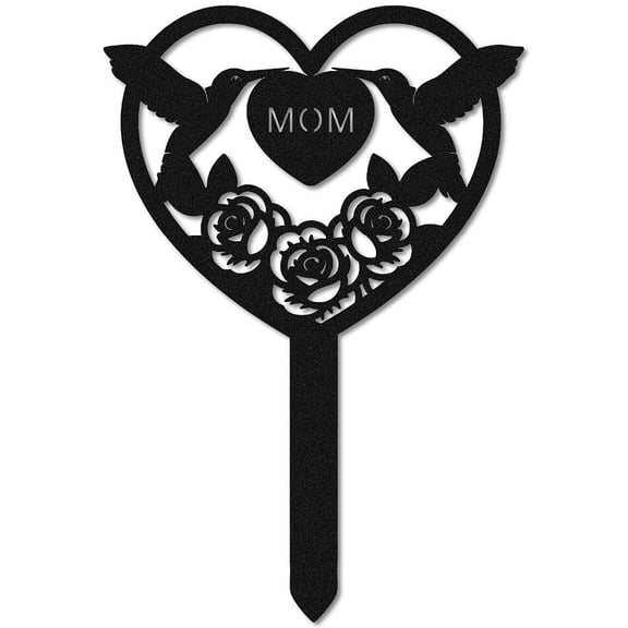Mom Grave Decorations Memorial Metal Stakes Flower Bird Heart Shaped Sympathy Grave Markers Cemetery Garden Stake