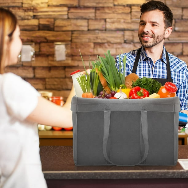 Sherry Reusable Grocery Shopping Bags 2 Pack Large Foldable Tote Bags Bulk Eco Produce Bags with Long Handle for Shopping Groceries Clothes Grey Black Walmart Business Supplies